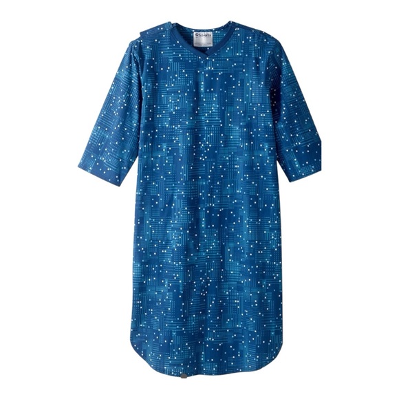 SILVERTS Men's Flannel Hospital & Home Care Gown (two gowns in this listing) - Picture 2 of 15